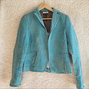 Akris Punto Teal Square Dot Blazer Size 10